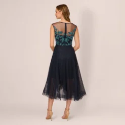 Adrianna Papell Beaded Midi Dress With Tulle Skirt In Midnight Multi -Cheap Vesta Gleam Store AP1E210911 AE489 Regular Back