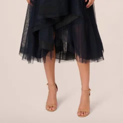 Adrianna Papell Beaded Midi Dress With Tulle Skirt In Midnight Multi -Cheap Vesta Gleam Store AP1E210911 AE489 Regular Lifestyle
