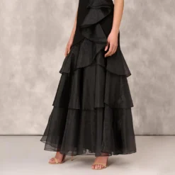 Tiered Trumpet Dress With Ruffles In Black -Cheap Vesta Gleam Store MD1E202177 AA002 Regular Lifestyle