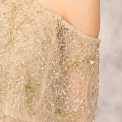Beaded Cold Shoulder Gown With Popover Bodice In Light Gold -Cheap Vesta Gleam Store MD1E202408 AA267 Regular Lifestyle