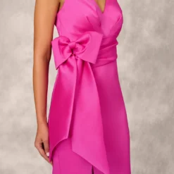 Shutter Pleat Satin Dress In Pink Flame -Cheap Vesta Gleam Store MD1E207082 AR670 Regular Detail