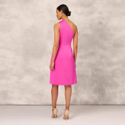 One Shoulder Midi Dress With Pleated Details In Magenta -Cheap Vesta Gleam Store MD1E207318 AA520 Regular Back