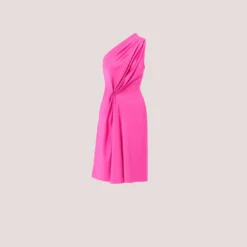One Shoulder Midi Dress With Pleated Details In Magenta -Cheap Vesta Gleam Store MD1E207318 AA520 Regular Flat