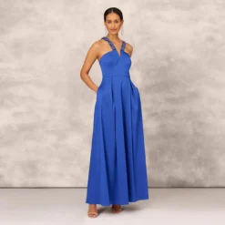 V-Neck Mikado Gown With Jewel Beaded Straps In Royal Sapphire -Cheap Vesta Gleam Store MD1E207615 AN401 Regular Default 642e369e 8d10 4997 9742 b9259c590ce9