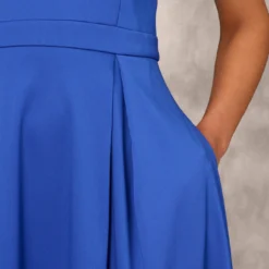 V-Neck Mikado Gown With Jewel Beaded Straps In Royal Sapphire -Cheap Vesta Gleam Store MD1E207615 AN401 Regular Lifestyle