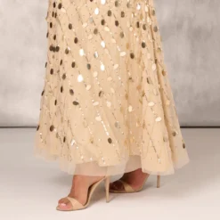 Sequin Beaded Mermaid Gown With Halter Neckline In Gold -Cheap Vesta Gleam Store MD1E207723 AA038 Regular Lifestyle