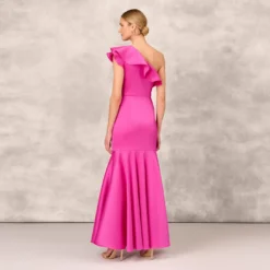 One Shoulder Mermaid Gown With Ruffle Details In Magenta -Cheap Vesta Gleam Store MD1E207883 AA670 Regular Back