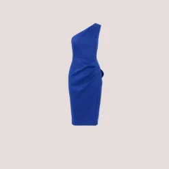 One Shoulder Crepe Cocktail Dress With Slit In Royal Sapphire -Cheap Vesta Gleam Store MD1E207906 AN401 Regular Flat