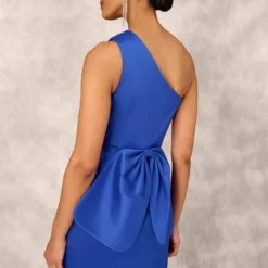 One Shoulder Crepe Cocktail Dress With Slit In Royal Sapphire -Cheap Vesta Gleam Store MD1E207906 AN401 Regular Lifestyle
