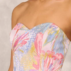 Strapless Floral Ball Gown With Drop Waist In Coral Multi -Cheap Vesta Gleam Store MD1E207911 AA955 Regular Detail