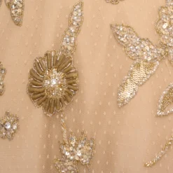 Floral Hand-Beaded Point D Sprit Mesh Illusion Gown In Light Gold -Cheap Vesta Gleam Store MD1E207924 AA267 Regular Alternate