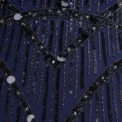 Hand Beaded Illusion Long Mermaid Gown In Navy -Cheap Vesta Gleam Store MD1E207928 AA412 Regular Alternate