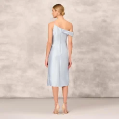 One Shoulder Asymmetrical Stretch Mikado Midi-Length Dress In Clear Water -Cheap Vesta Gleam Store MD1E208036 AI453 Regular Back