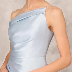 One Shoulder Asymmetrical Stretch Mikado Midi-Length Dress In Clear Water -Cheap Vesta Gleam Store MD1E208036 AI453 Regular Detail