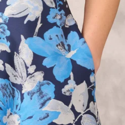 Off The Shoulder Floral Jacquard Gown In Blue Multi -Cheap Vesta Gleam Store MD1E208165 AA461 Regular Lifestyle