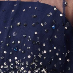 Beaded Strapless Gown With Sheer Removable Cape In Navy -Cheap Vesta Gleam Store MD1E208169 AA412 Regular Alternate