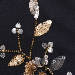 Floral Sequin Beaded Gown With Three-Quarter Length Bell Sleeves In Twilight -Cheap Vesta Gleam Store MD1E208425 AD410 Regular Alternate