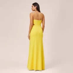Stretch Crepe Long Halter Mermaid Dress With Cutouts In Lemon -Cheap Vesta Gleam Store MN1E205112 AA733 Regular Back