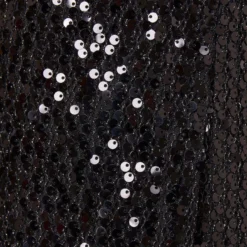 Sequined Trapeze Halter Dress With Feather Trim In Black -Cheap Vesta Gleam Store MN1E206390 AA002 Regular Detaill