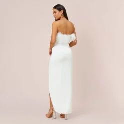 Strapless Gown With Draped Skirt In Ivory -Cheap Vesta Gleam Store MN1E206493 AC194 Regular Back
