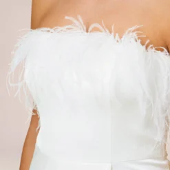 Strapless Gown With Draped Skirt In Ivory -Cheap Vesta Gleam Store MN1E206493 AC194 Regular Side