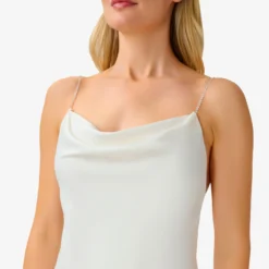 Satin Cowl Slip Gown In Ivory -Cheap Vesta Gleam Store MN1E206744 AC194 Regular Detail