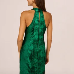 Metallic Chiffon Halter Gown In Green -Cheap Vesta Gleam Store MN1E206963 AA310 Regular Lifestyle