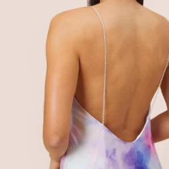 Watercolor Print Satin Gown In Purple Multi -Cheap Vesta Gleam Store MN1E206966 AA592 Regular Alternate