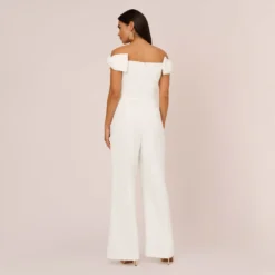 Off-The-Shoulder Jumpsuit With Bows In Ivory -Cheap Vesta Gleam Store MN1E207121 AA194 Regular Back