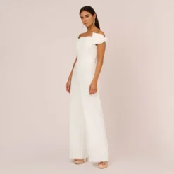 Off-The-Shoulder Jumpsuit With Bows In Ivory