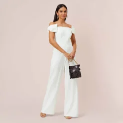 Off-The-Shoulder Jumpsuit With Bows In Ivory -Cheap Vesta Gleam Store MN1E207121 AA194 Regular Lifestyle