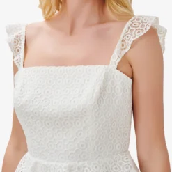 Lace Fit-And-Flare Short Cocktail Dress In Ivory -Cheap Vesta Gleam Store MN1E207148 AC194 Regular Detail