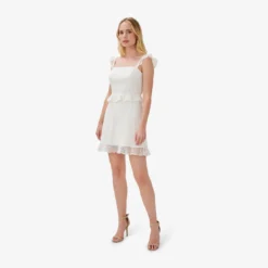 Lace Fit-And-Flare Short Cocktail Dress In Ivory -Cheap Vesta Gleam Store MN1E207148 AC194 Regular Side