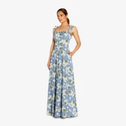 Floral-Printed Crepe Maxi Dress In Blue Multi -Cheap Vesta Gleam Store MN1E207247 AA461 Regular Alternate