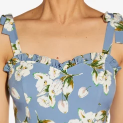 Floral-Printed Crepe Maxi Dress In Blue Multi -Cheap Vesta Gleam Store MN1E207247 AA461 Regular Detail