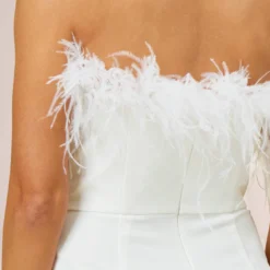 Feather-Trim Crepe Strapless Jumpsuit In Ivory -Cheap Vesta Gleam Store MN1E207287 AC194 Regular Alternate