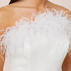 Feather-Trim Crepe Strapless Jumpsuit In Ivory -Cheap Vesta Gleam Store MN1E207287 AC194 Regular Side