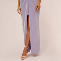 Lurex Knit Column Gown With Gathered Details In Lilac -Cheap Vesta Gleam Store MN1E207305 AA532 Regular Lifestyle