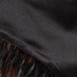 One-Shoulder Satin Dress With Feather Trim In Black -Cheap Vesta Gleam Store MN1E207482 AA002 Regular Detail
