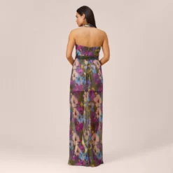 Floral-Print Metallic Crinkled Mesh Long Halter Tiered Dress In Magenta -Cheap Vesta Gleam Store MN1E207665 AA670 Regular Back