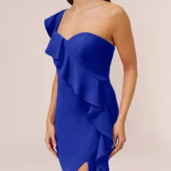Stretch Crepe Strapless Midi-Length Sheath Cocktail Dress With Ruffle In Royal Sapphire -Cheap Vesta Gleam Store MN1E207799 AN401 Regular Alternate