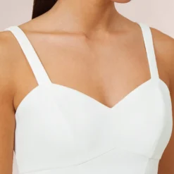 Stretch Crepe Fringe-Trim Short Sheath Cocktail Dress In Ivory -Cheap Vesta Gleam Store MN1E207813 AA194 Regular Side