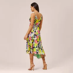 Floral-Print Asymmetrical Midi-Length Cocktail Dress In Coral Multi -Cheap Vesta Gleam Store MN1E207843 AA955 Regular Back