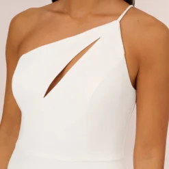 One Shoulder Crepe Dress With Cutout Neckline In Ivory -Cheap Vesta Gleam Store MN1E208139 AA194 Regular Detail