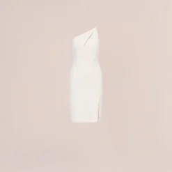 One Shoulder Crepe Dress With Cutout Neckline In Ivory -Cheap Vesta Gleam Store MN1E208139 AA194 Regular Flat