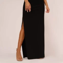 Asymmetrical Crepe Column Gown With Chain Straps In Black -Cheap Vesta Gleam Store MN1E208143 AA002 Regular Lifestyle