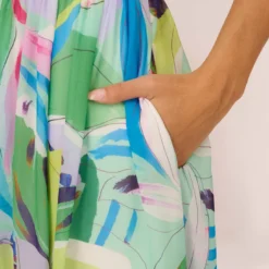 Tropical Printed Chiffon Dress With Wrap Details In Green Multi -Cheap Vesta Gleam Store MN1E208149 AA390 Regular Lifestyle