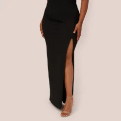 Plus Size Knit Crepe Sleeveless Column Gown With Cutout Neckline In Black -Cheap Vesta Gleam Store MN1E208377 AA002 Plus Lifestyle
