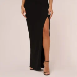 Knit Crepe Sleeveless Column Gown With Cutout Neckline In Black -Cheap Vesta Gleam Store MN1E208377 AA002 Regular Lifestyle