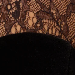 Long Sleeve Velvet Midi Dress With Sheer Lace Details In Black -Cheap Vesta Gleam Store MN1E208385 AA002 Regular Alternate